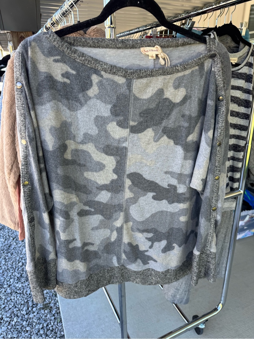Hem & Thread Gray Camouflage Top